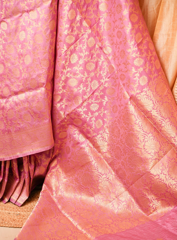 Pink Banaras Silk Saree Gulaab | SILK MARK CERTIFIED | SHOBITAM