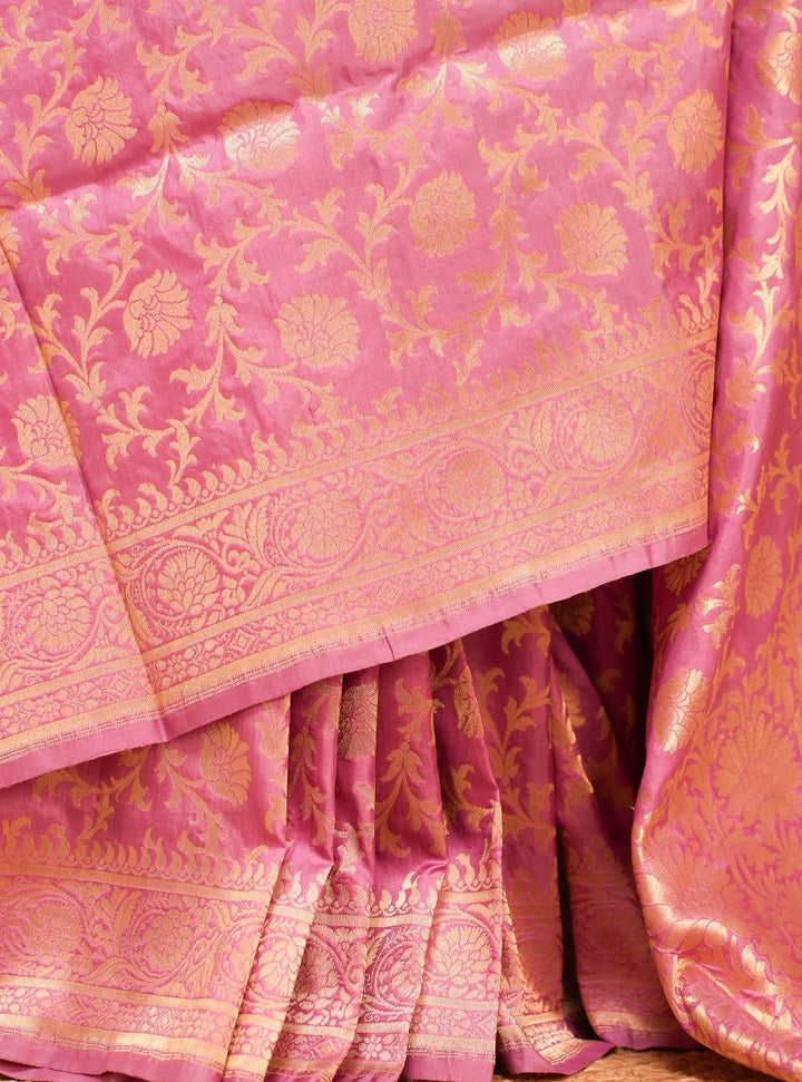 Pink Banaras Silk Saree Gulaab | SILK MARK CERTIFIED | SHOBITAM
