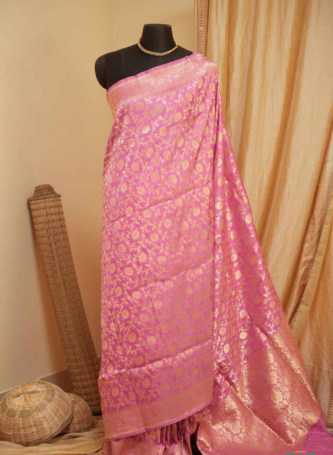 Pink Banaras Silk Saree Gulaab | SILK MARK CERTIFIED | SHOBITAM