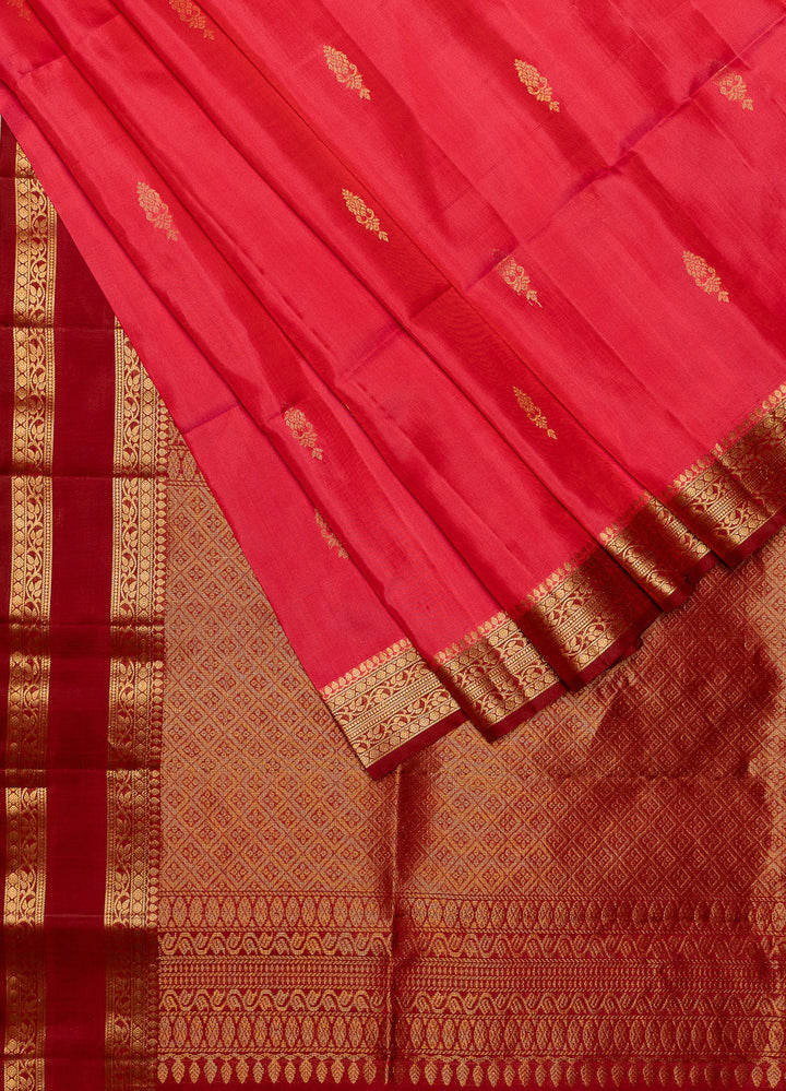 Pink Handloom Silk Saree PannirRoja | SILK MARK CERTIFIED | SHOBITAM