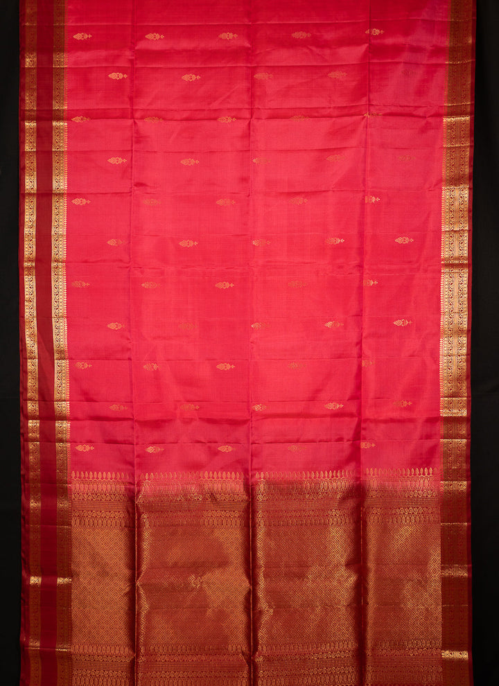 Pink Handloom Silk Saree PannirRoja | SILK MARK CERTIFIED | SHOBITAM