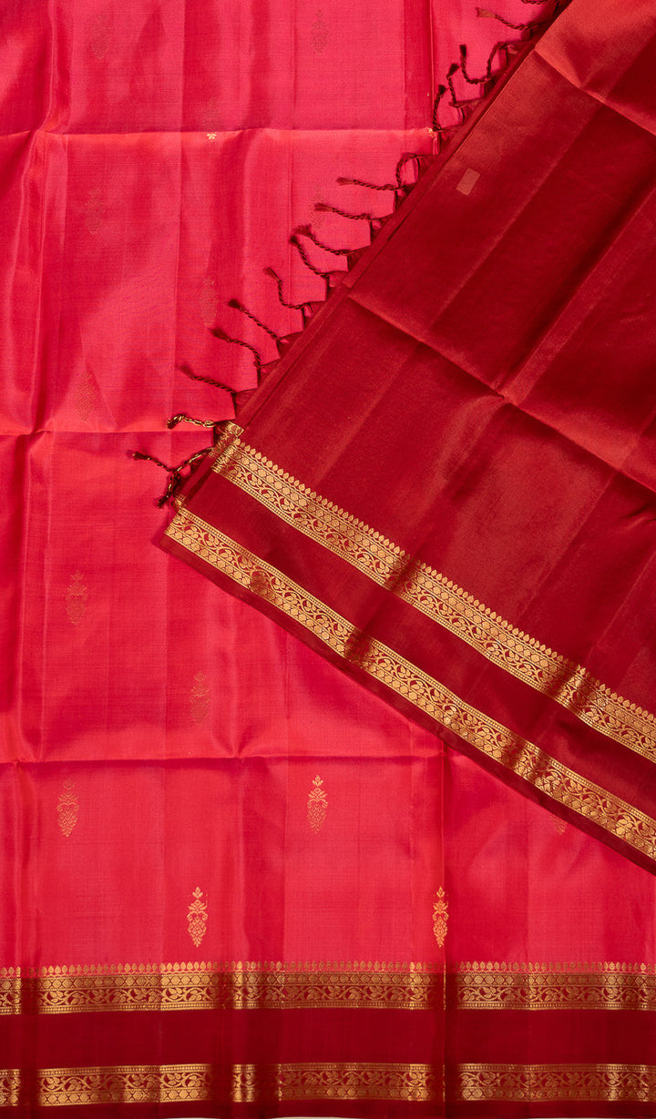 Pink Handloom Silk Saree PannirRoja | SILK MARK CERTIFIED | SHOBITAM