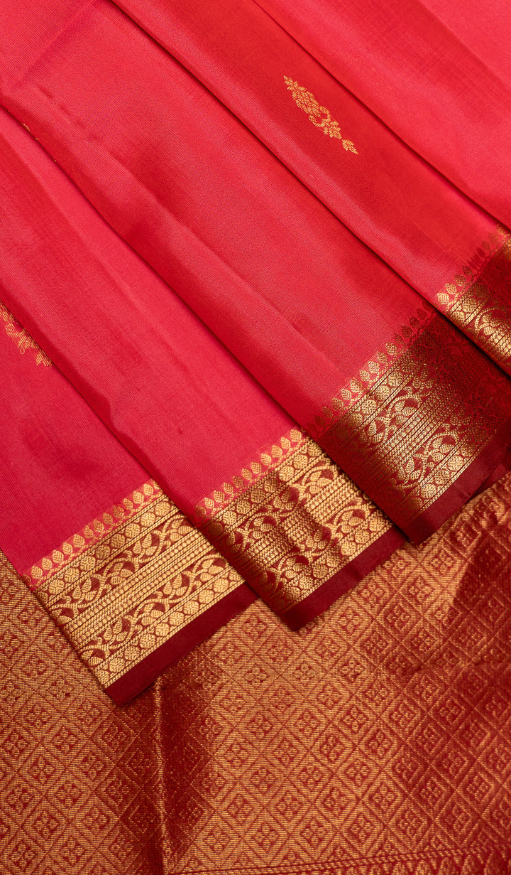 Pink Handloom Silk Saree PannirRoja | SILK MARK CERTIFIED | SHOBITAM