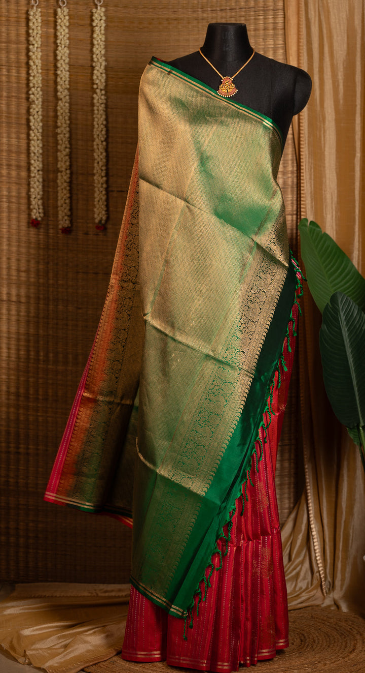 Pink With Green Molkalmuru Soft Silk Saree Sundari | SILK MARK CERTIFIED |SHOBITAM