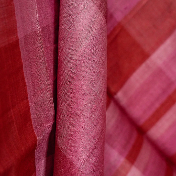 Pink With Mauve Handwoven Tussar Silk Saree | SILK MARK CERTIFIED | SHOBITAM