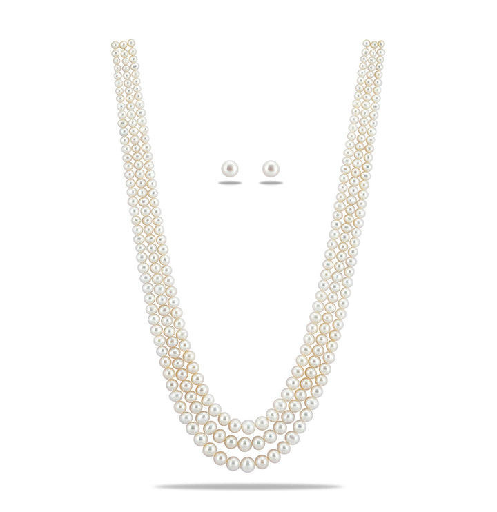 Gleaming Round Freshwater Grading Pearl Necklace Set