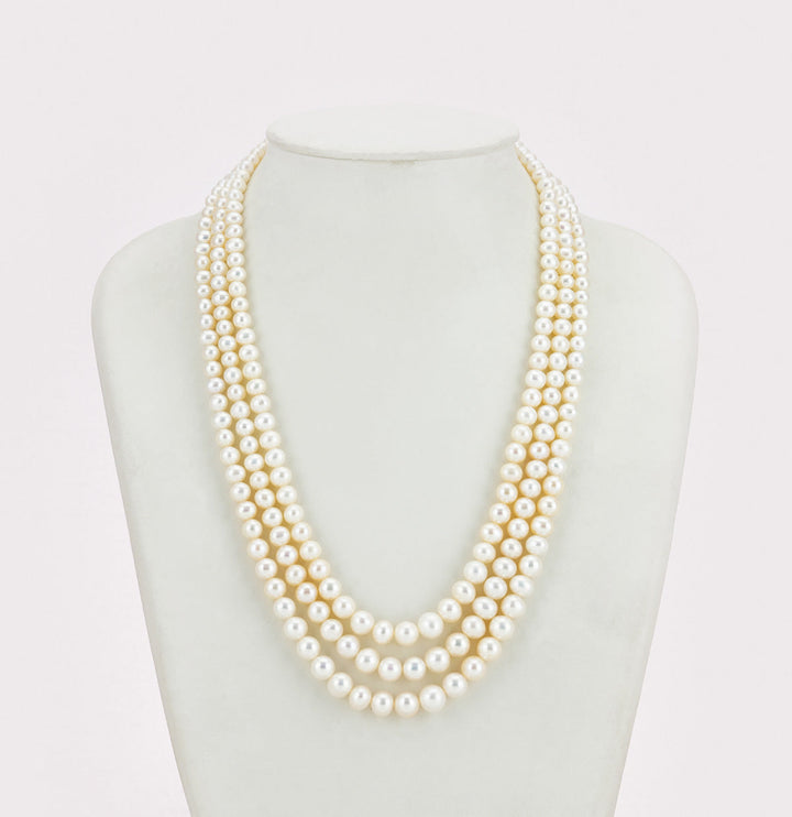 Gleaming Round Freshwater Grading Pearl Necklace Set