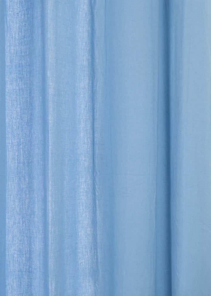 Solid Powder blue 100% cotton plain curtain for bedroom - Light Reduction - Single Piece | SHOBITAM