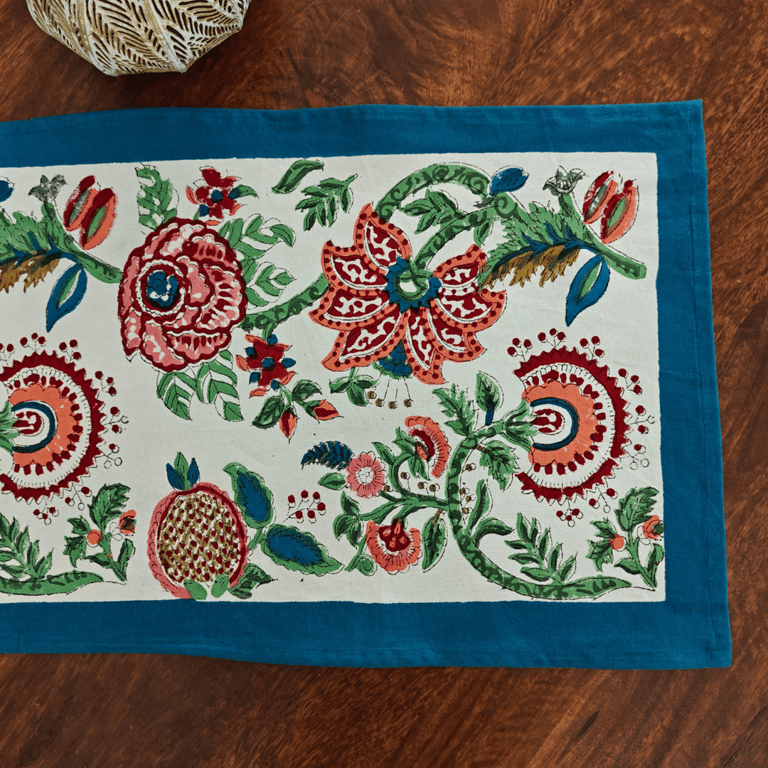 Nila Florals Block Print Table Runner | SHOBITAM