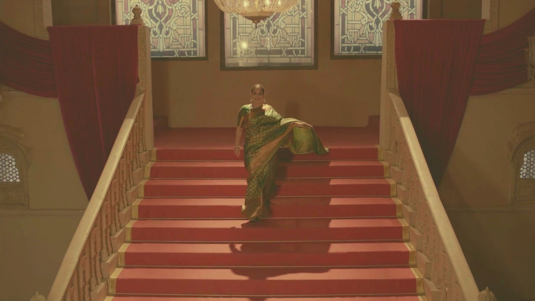Exquisite Celebrity Grand Brocade Kanjivaram Pure Silk Saree in Leaf Green with Intricate Pallu and Zari  | SILK MARK CERTIFIED