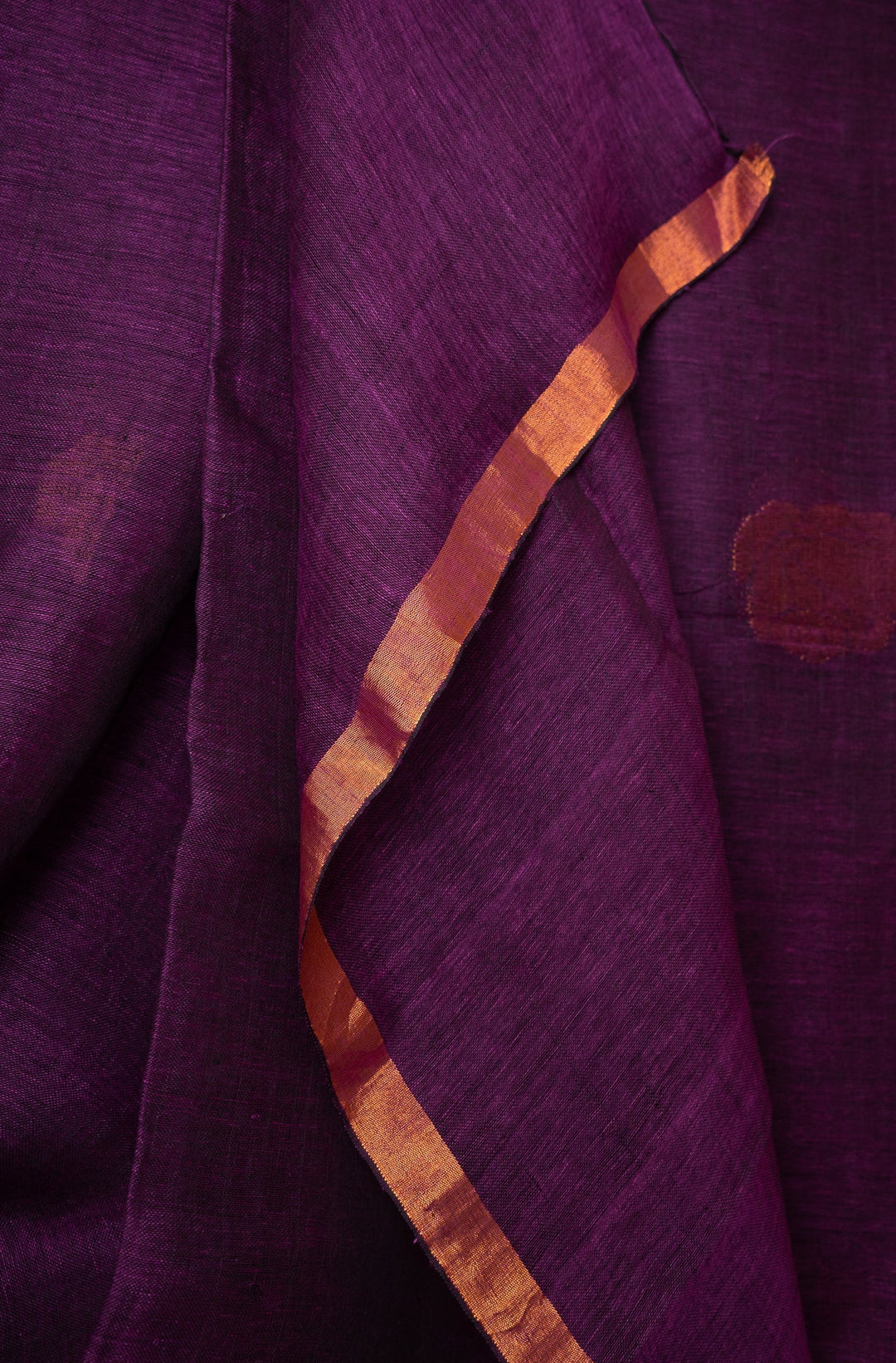 Purple Handwoven Linen Jamdhani Saree Orchid Love | SHOBITAM