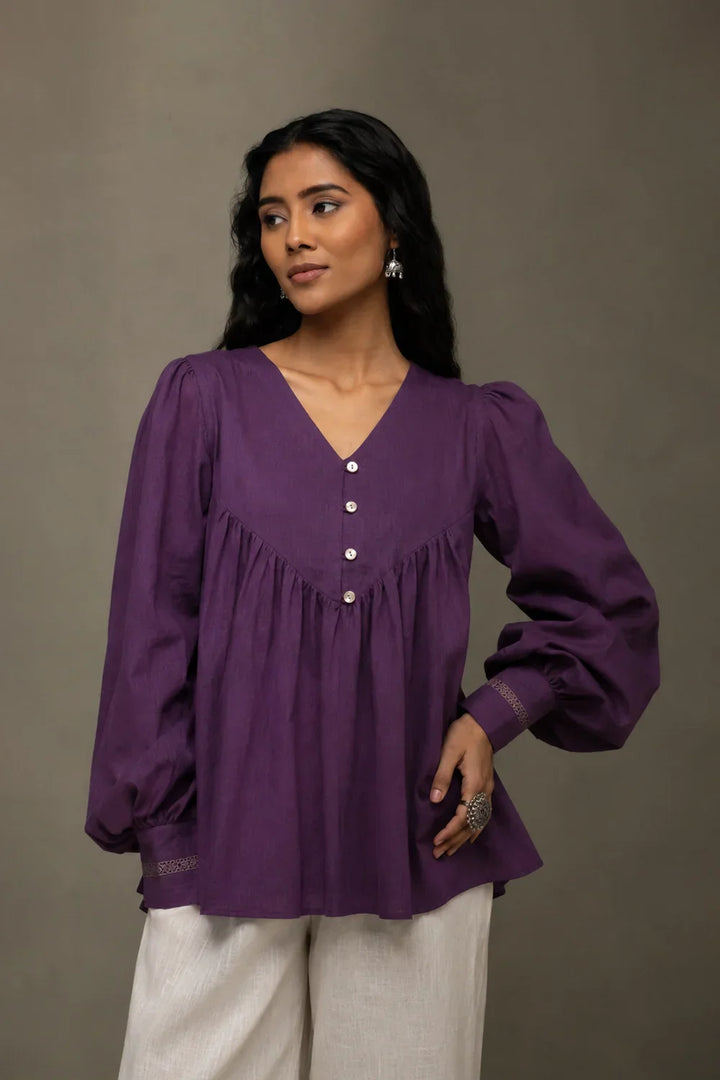Purple Malai Flared Top | SHOBITAM