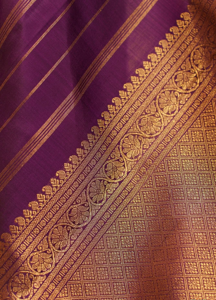 Purple Vadamalli Vairoosi Kanjivaram Pure Zari Handloom Saree Radha | SILK MARK CERTIFIED | SHOBITAM