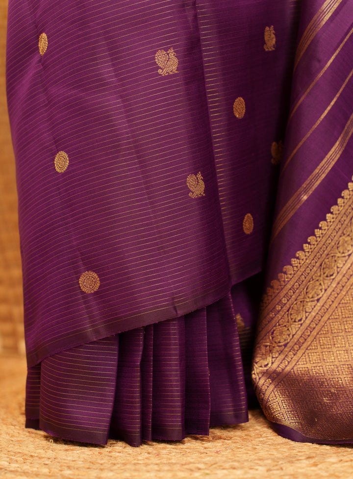 Purple Vadamalli Vairoosi Kanjivaram Pure Zari Handloom Saree Radha | SILK MARK CERTIFIED | SHOBITAM