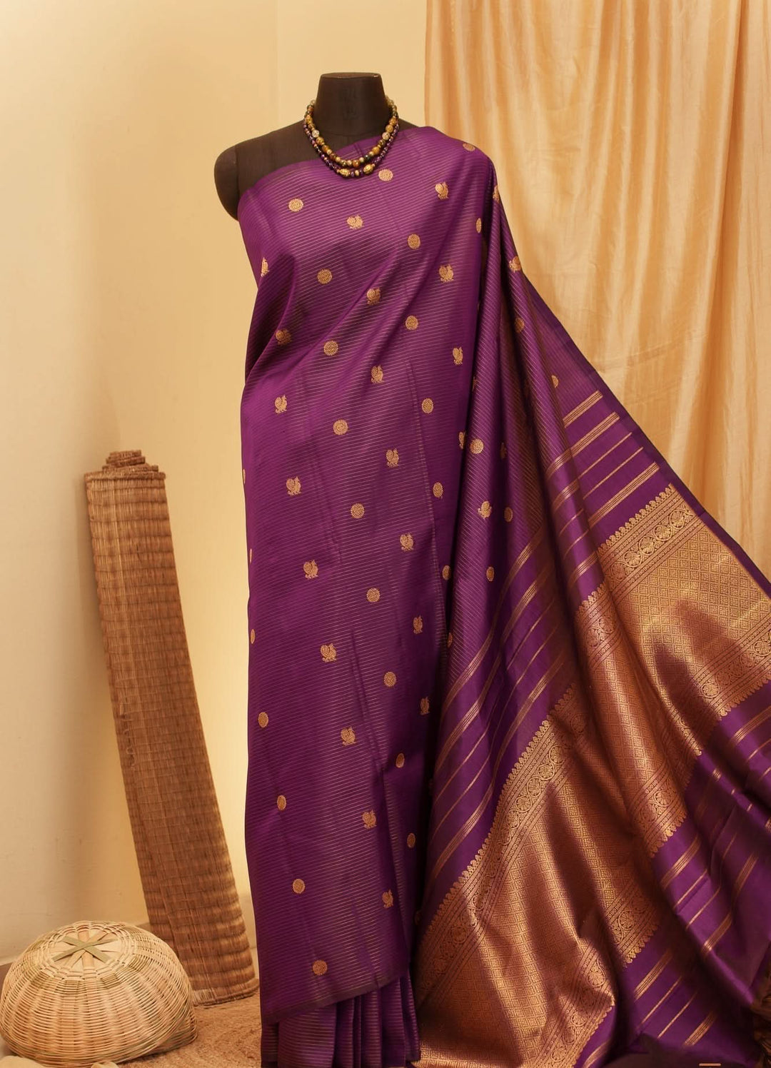 Purple Vadamalli Vairoosi Kanjivaram Pure Zari Handloom Saree Radha | SILK MARK CERTIFIED | SHOBITAM