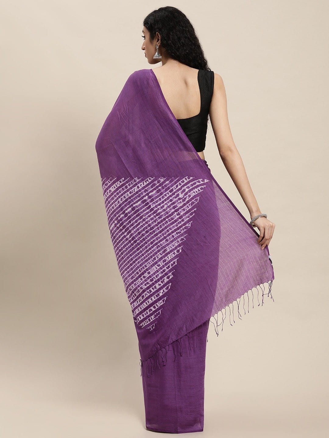 Purple Woven Shibori Silk Cotton Saree