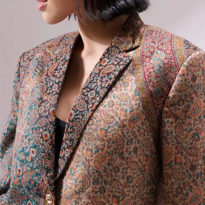 Tashi Fine Wool Silk Blazer for Women | SHOBITAM