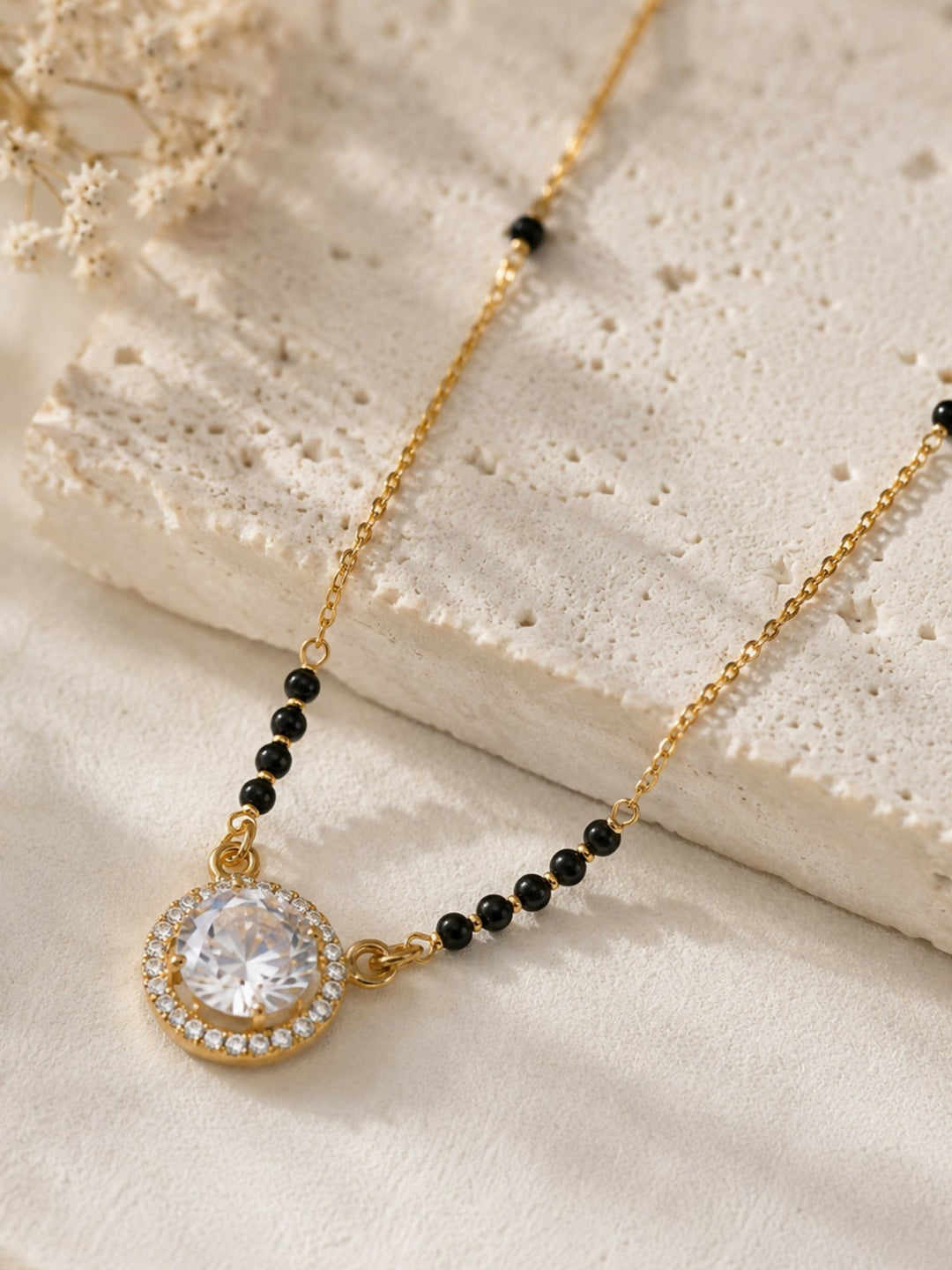 Cz Diamond Wedding Inspired Gold Diamond Mangalsutra | SHOBITAM