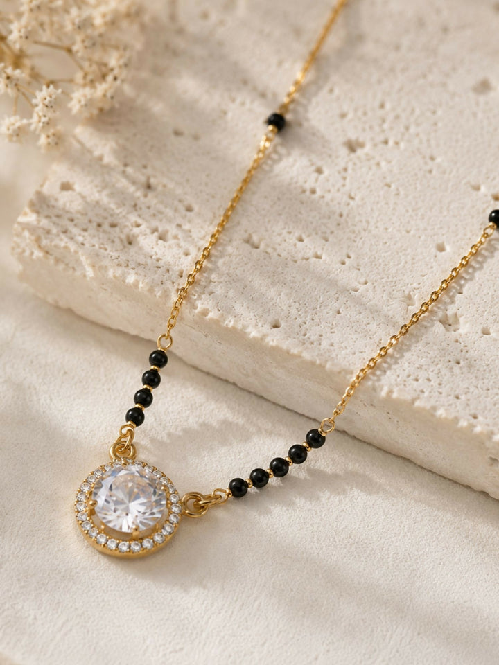 Cz Diamond Wedding Inspired Gold Diamond Mangalsutra | SHOBITAM