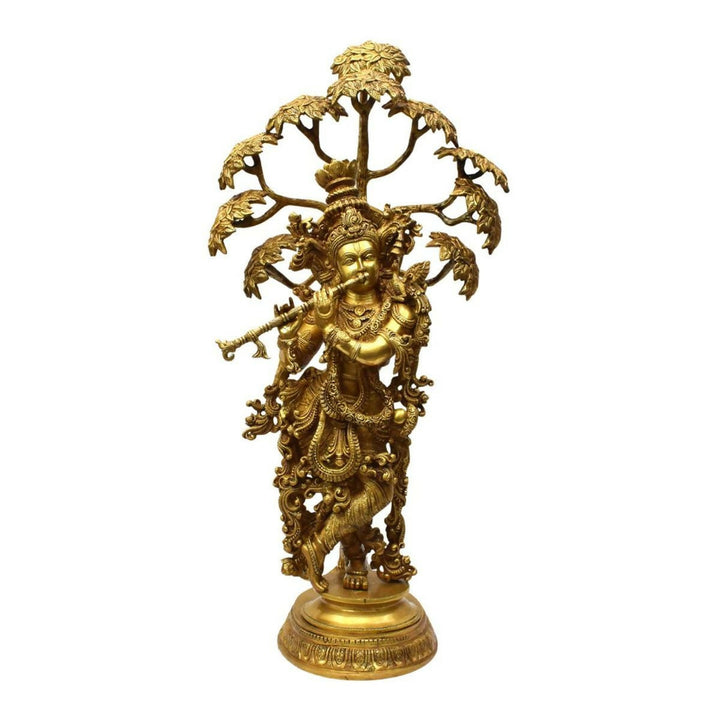 BRASS KRISHNA WITH TREE 34*17*12 | SHOBITAM