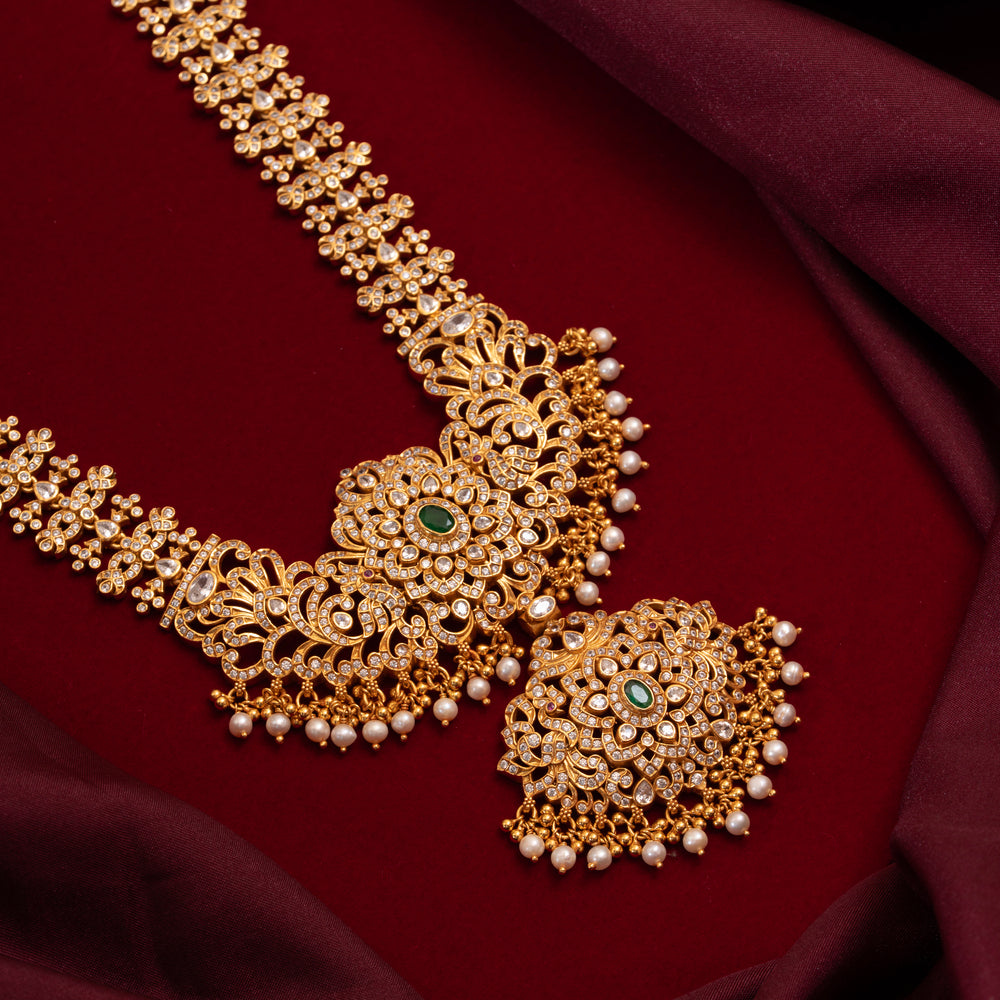 92.5 Silver, 24kt Gold Polish Peacock Vilasini Necklace  | SHOBITAM