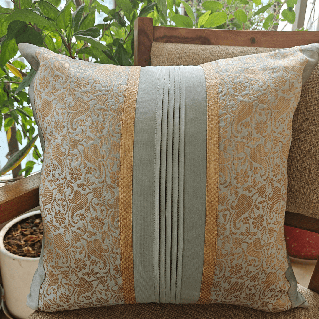 Sunehri Polysilk Cushion Cover | SHOBITAM