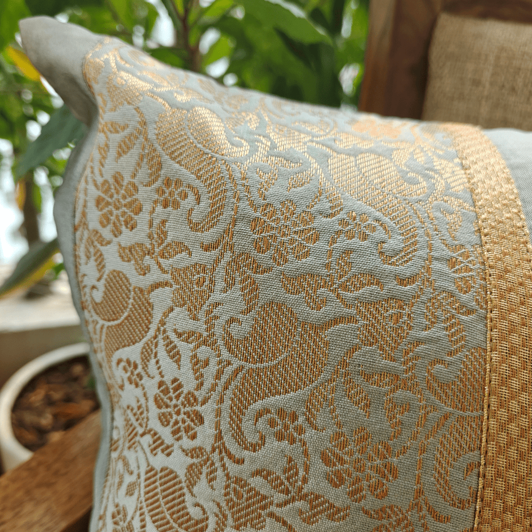 Sunehri Polysilk Cushion Cover | SHOBITAM