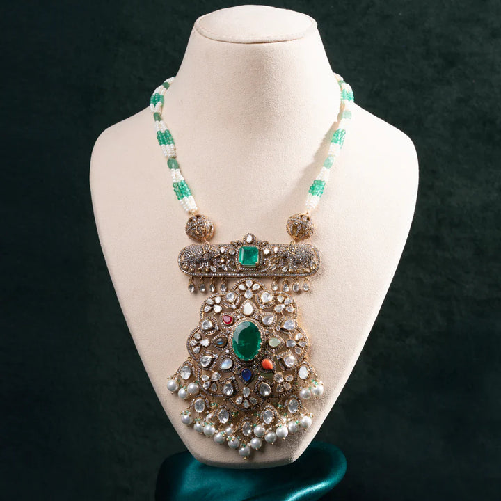 Pure 92.5 Silver, Gold Plated Ratna Ritu Haaram