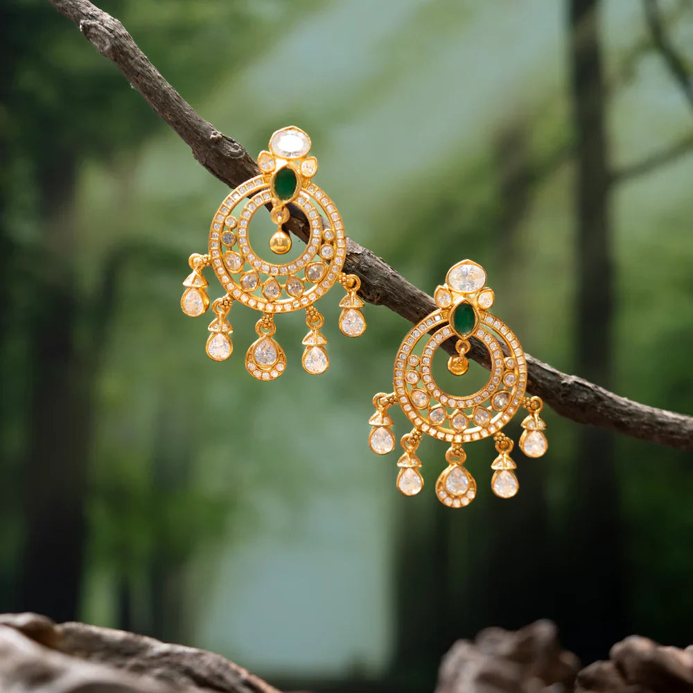 Pure 92.5 Silver, Gold Plated Devyani Pushpa Danglers