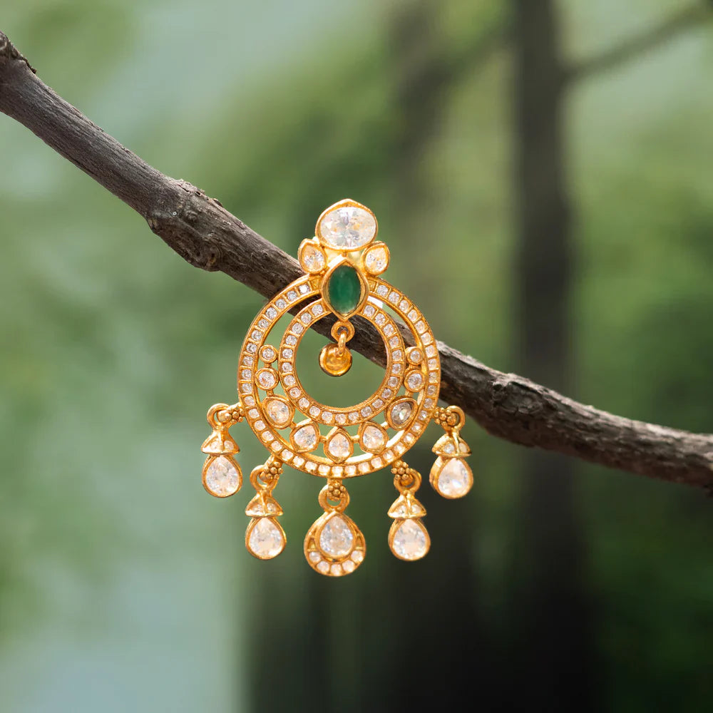 Pure 92.5 Silver, Gold Plated Devyani Pushpa Danglers