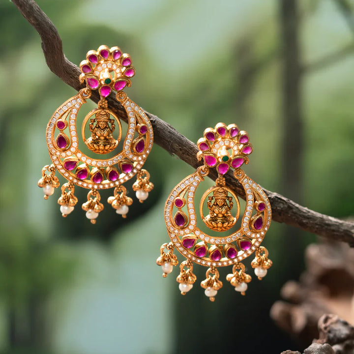 92.5 Silver, Gold Plated Manikya Darshini Danglers