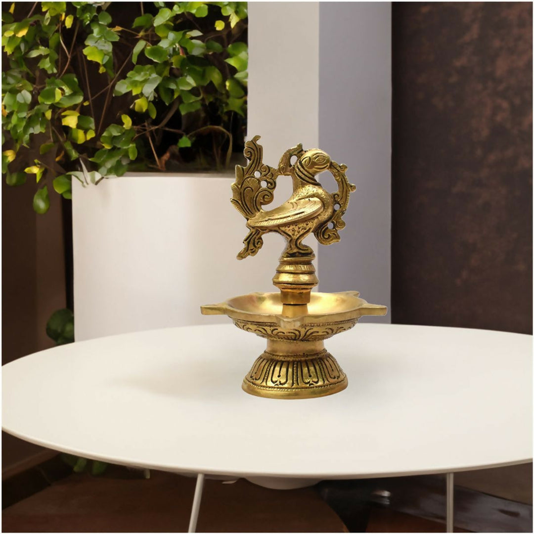 BRASS PEACOCK DIYA 6*4*4 | SHOBITAM