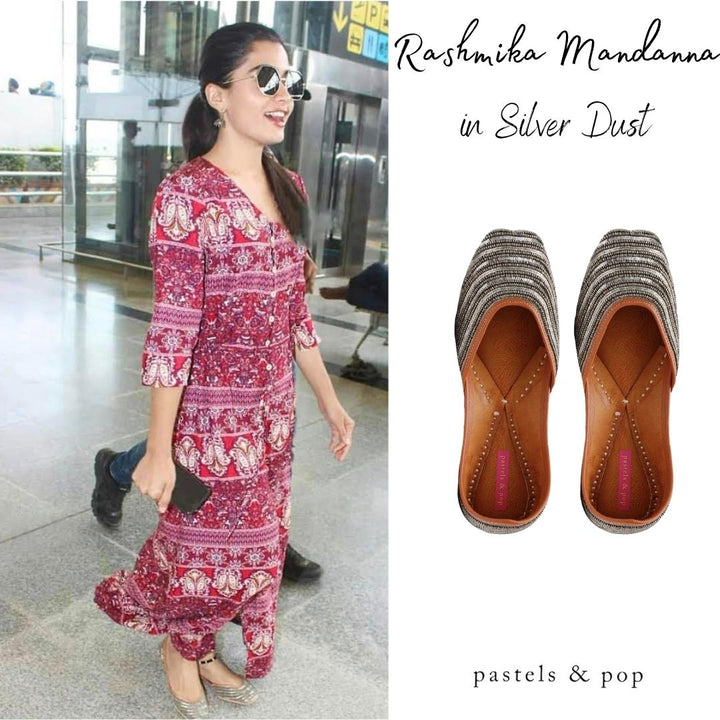 SILVER DUST - Embellished with Silver Beads and Dabka Jutti