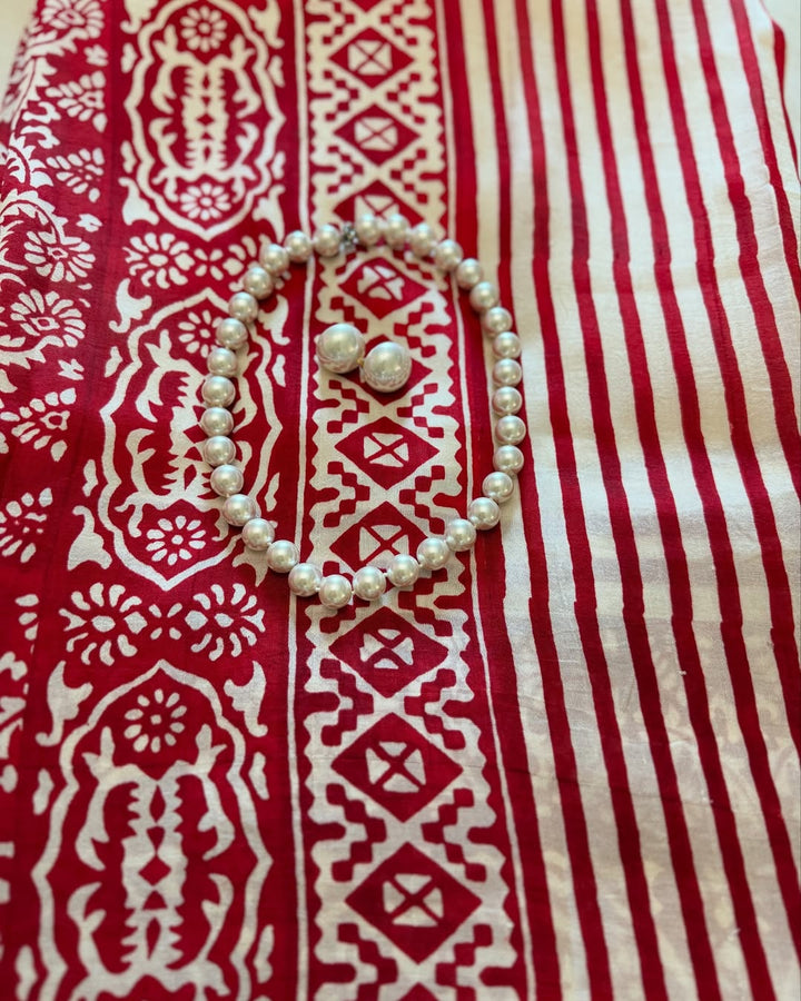 Utsav Handloom Silk Block Print Saree | SILK MARK CERTIFIED | SHOBITAM