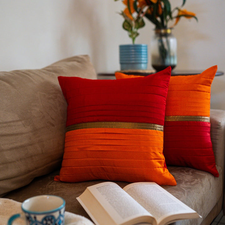 Sunrays Red Cushion Cover, 16" x 16",Pack of 1 | SHOBITAM