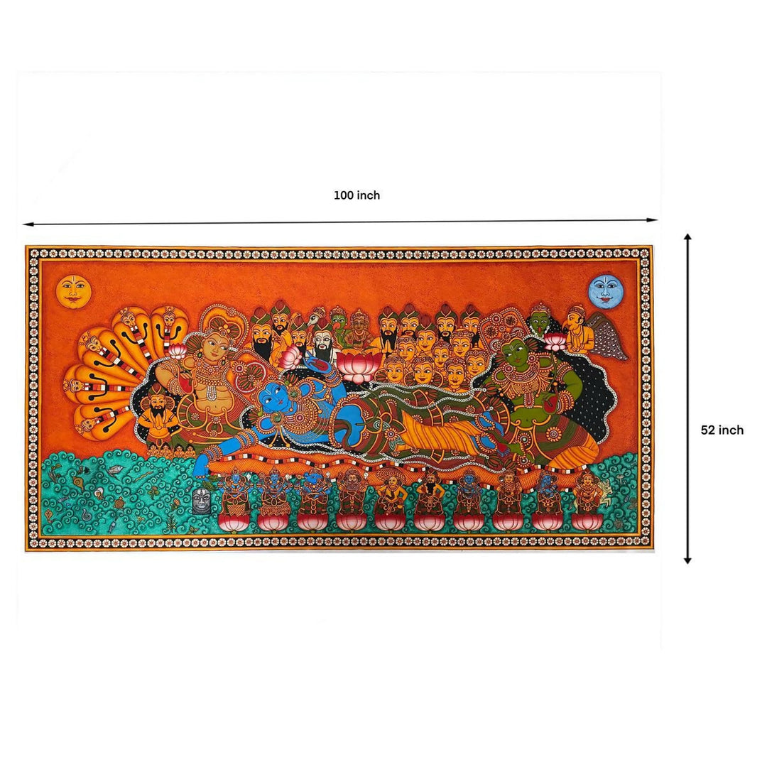 52*100 ANADHA PADMANABHAN HANDPAINTED KERALA MURAL PAINTING | SHOBITAM
