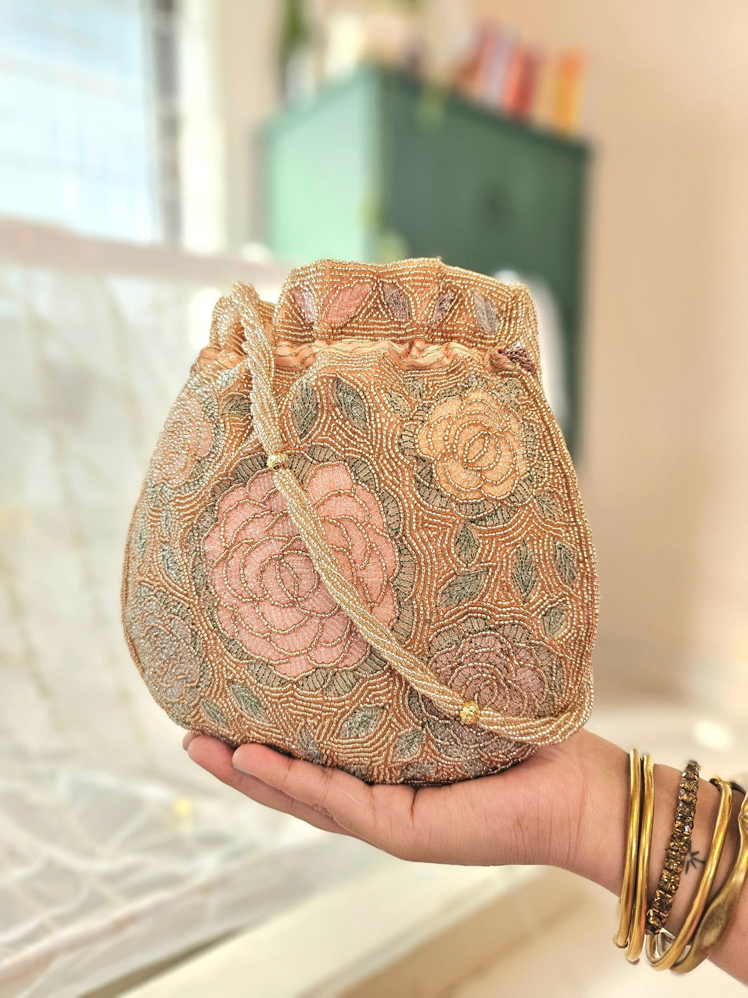 ROSÈ Beaded Pink Potli Bag