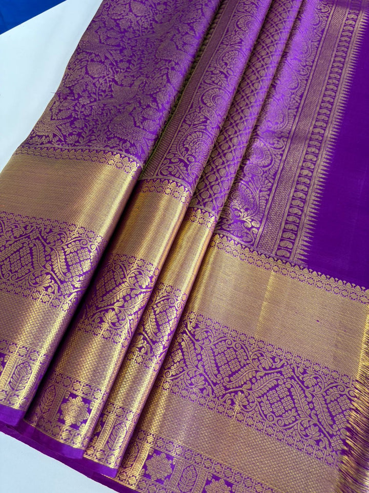 The Royal Queen - Purple Dharmavaram Silk Saree | SILK MARK CERTIFIED | SHOBITAM