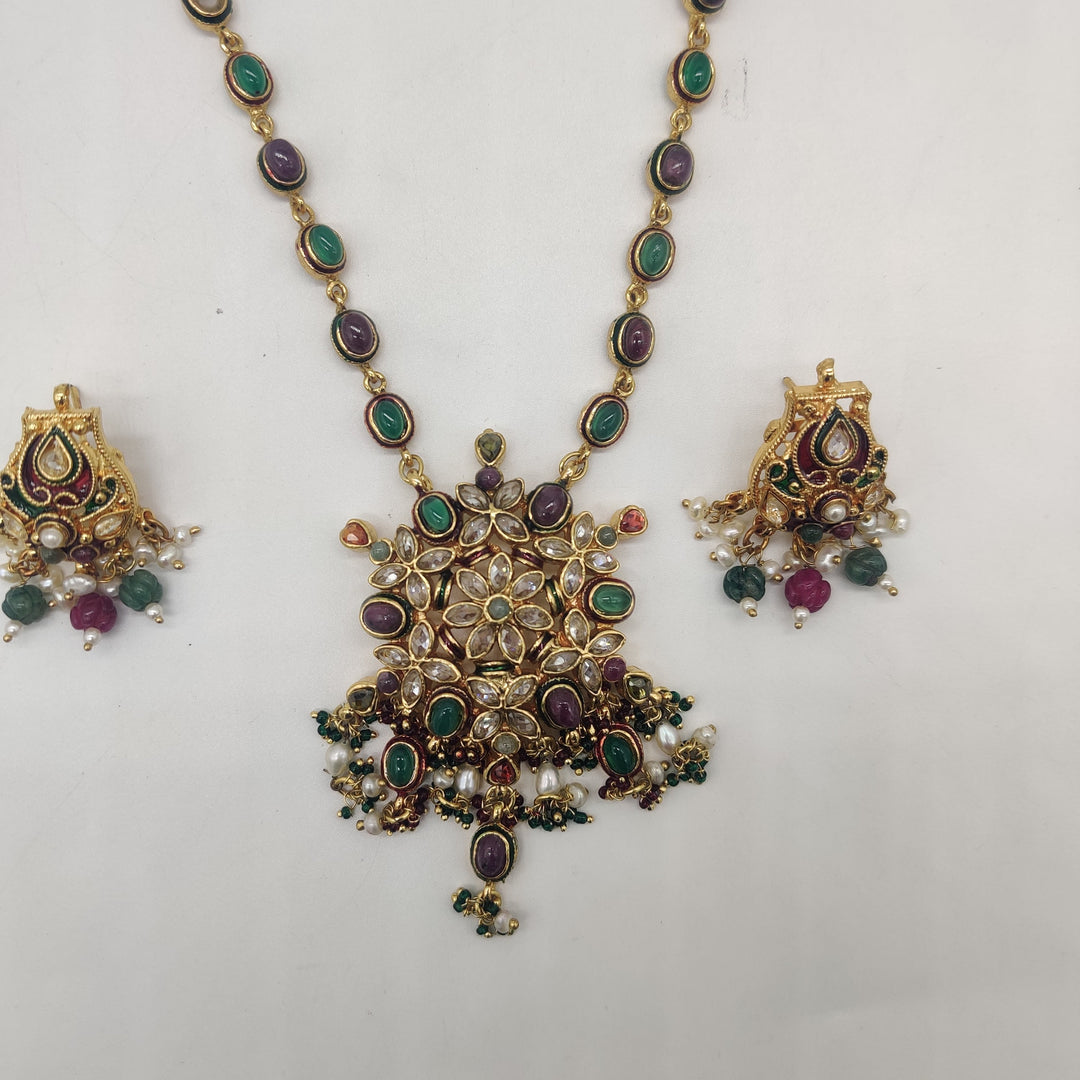 Regal Prism Multicolour CZ Necklace Set | SHOBITAM