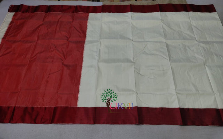 Red and white Garad silk saree | SHOBITAM