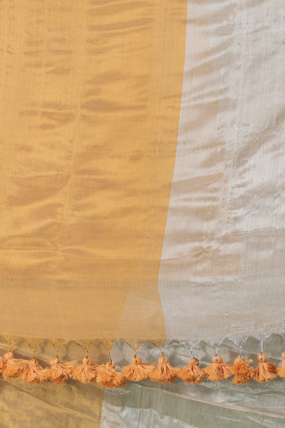 Half n half gold silver Tissue cotton saree | SHOBITAM