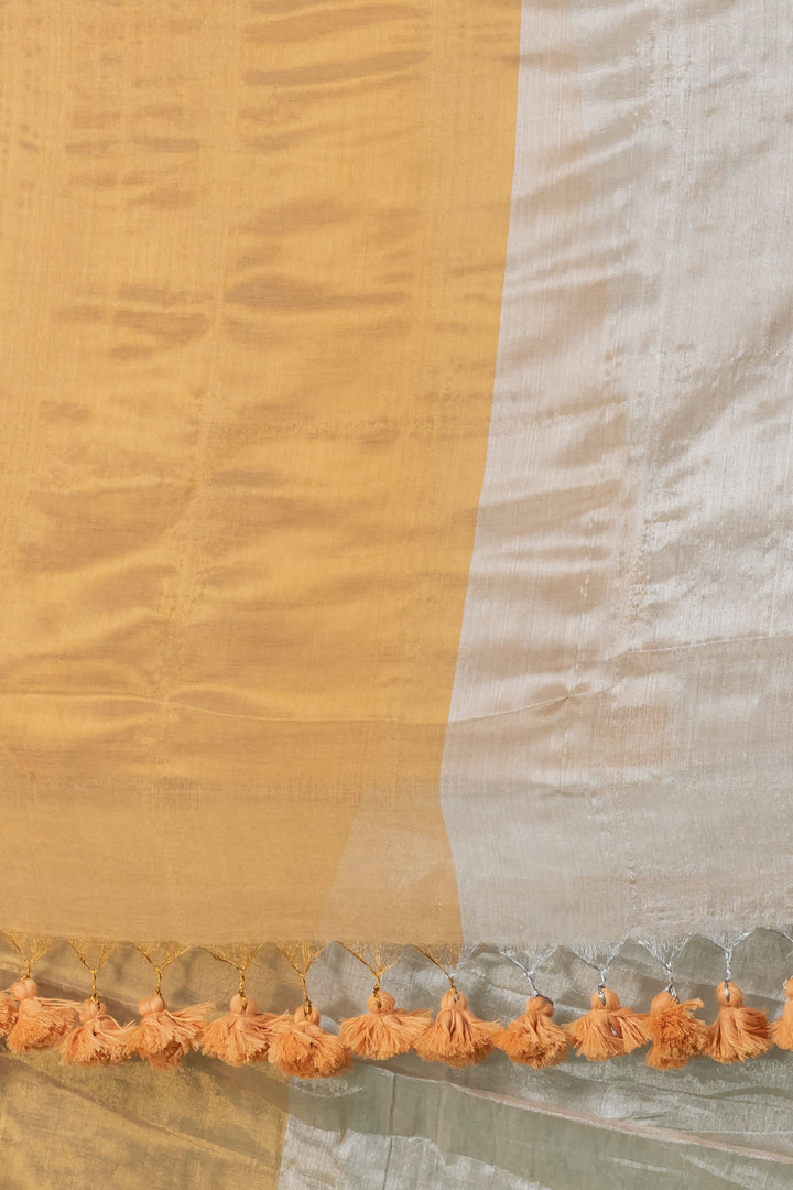 Half n half gold silver Tissue cotton saree | SHOBITAM