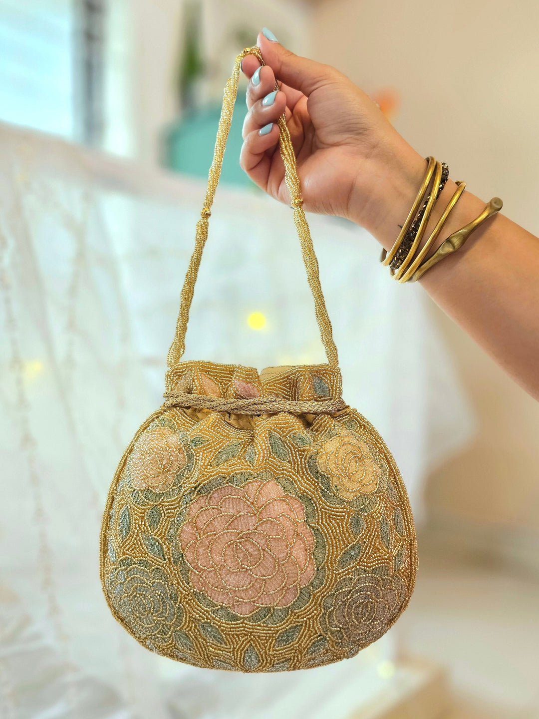 Champagne Golden Potli Bag
