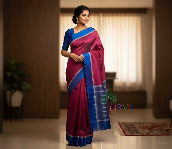 Pink and blue Garad silk saree | SHOBITAM