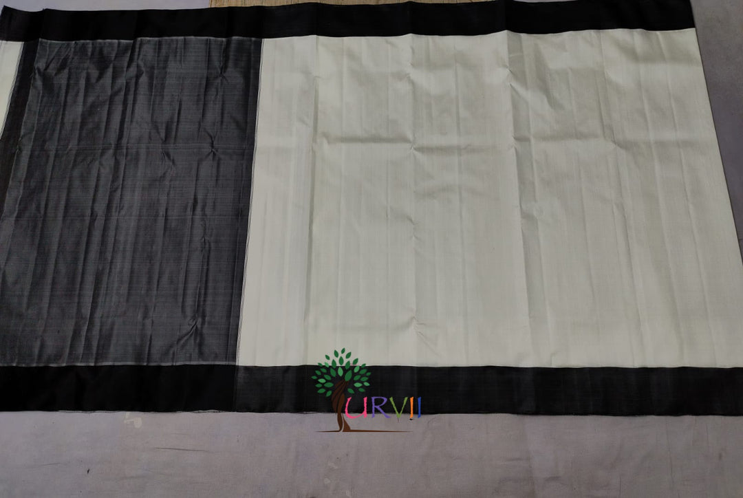 Black and white Garad silk saree | SHOBITAM