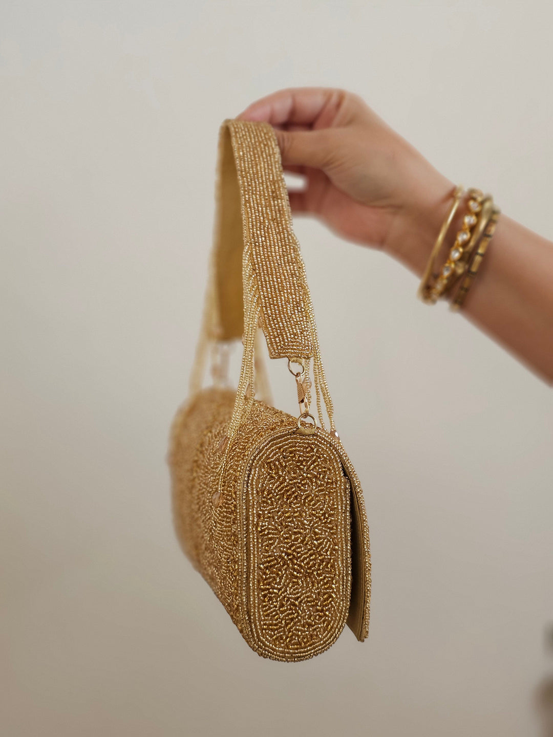 Rosette Golden Beads Work Bag