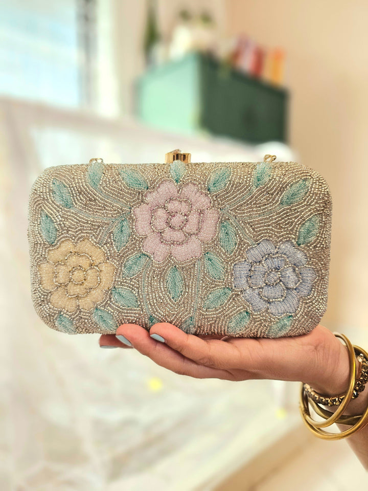 AZA Purple Hand Embroidered Hand Bag