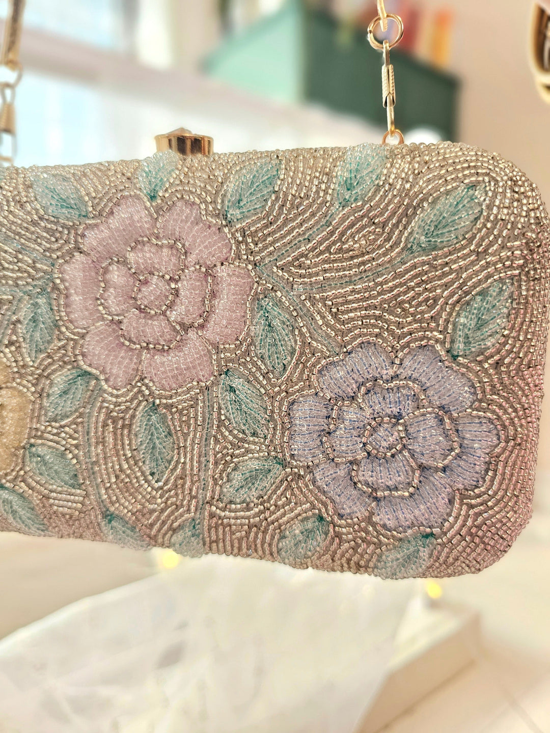 AZA Purple Hand Embroidered Hand Bag