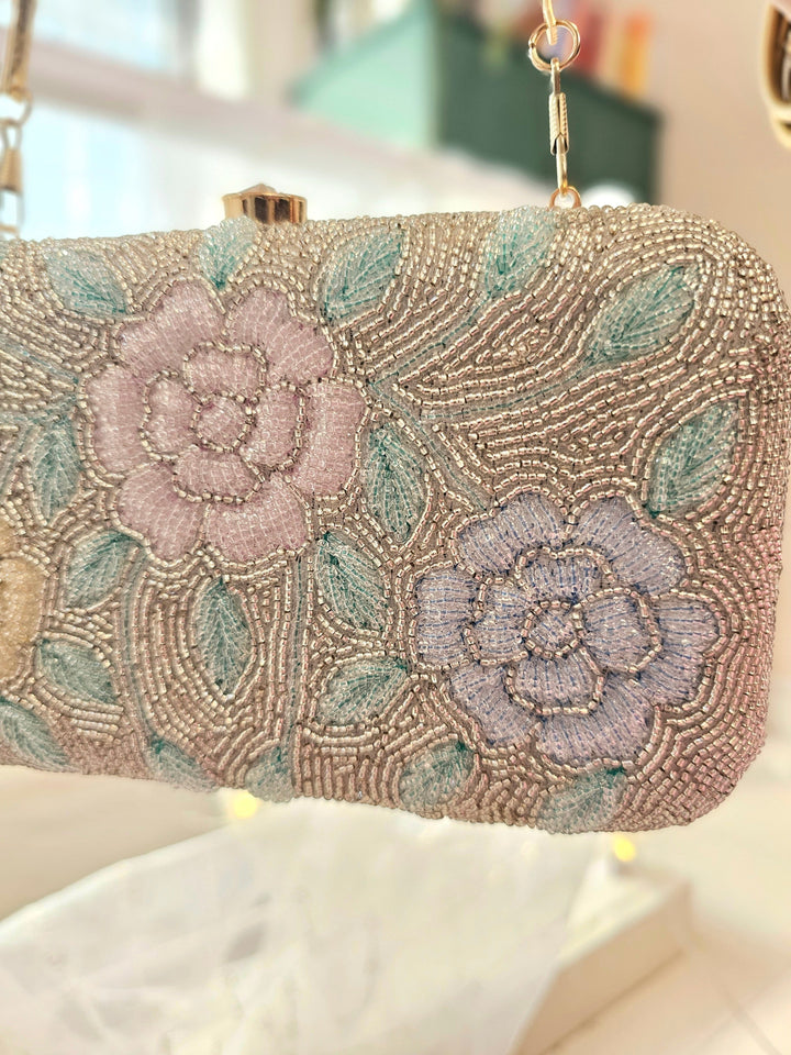 AZA Purple Hand Embroidered Hand Bag