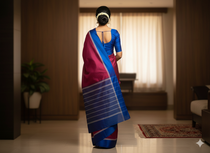 Pink and blue Garad silk saree | SHOBITAM
